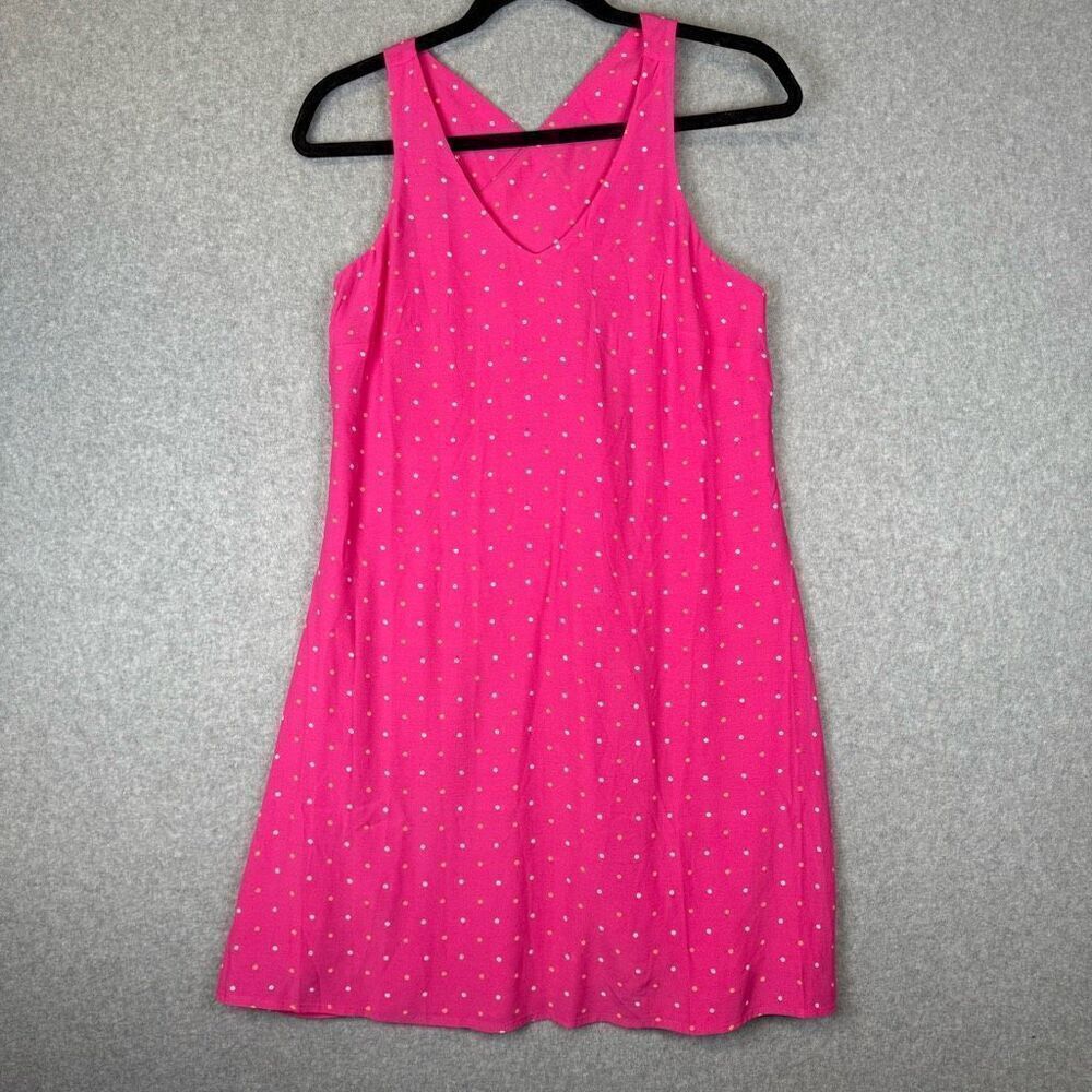 Loft Womens XS Petite Sleeveless Mini Dress Pink Polka Dot Lined Flowy NWT